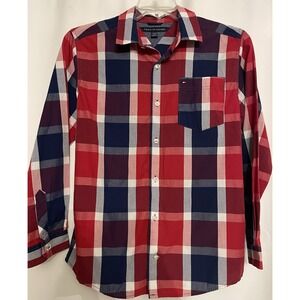 Tommy Hilfiger Boys Long‎ Sleeve Dress Shirt, Size 20, XL Red Plaid